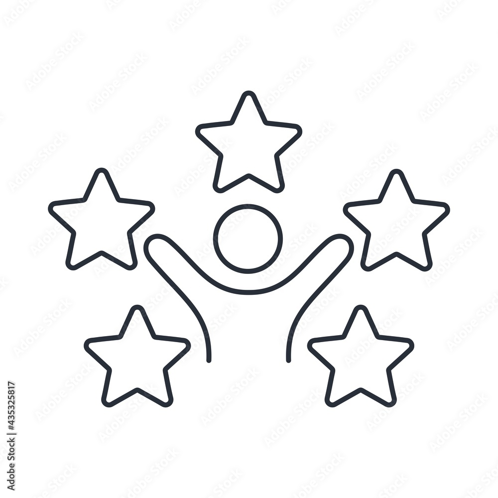 Poster comprehensive provision of customer requests. vector linear icon isolated on white background.