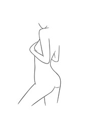 Abstract illustration. Poster. Drawing of a woman in one line.