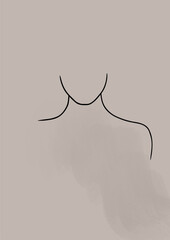 Abstract illustration. Poster. Drawing of a woman in one line.