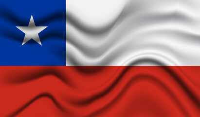 Abstract waving flag of Chile with curved fabric background. Creative realistic waving flag of Chile vector background