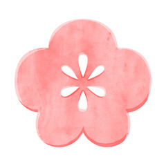 【正月縁起物】梅の花の手描き水彩風イラスト