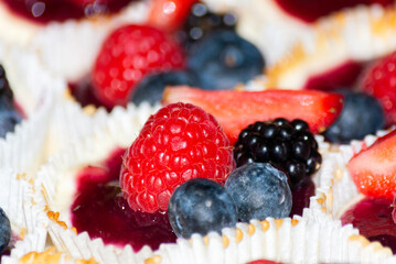 Detail of delicious pastry for birthday party, sweet snacks full of sugar and calories for youth and adults. birthday party or special celebration