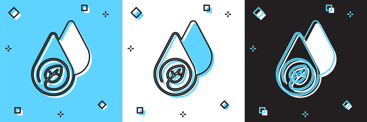 Set Water energy icon isolated on blue and white, black background. Ecology concept with water droplet. Alternative energy concept. Vector