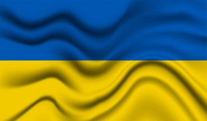 Abstract waving flag of Ukraine with curved fabric background. Creative realistic waving flag of Ukraine vector background