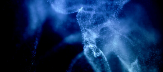 Obraz na płótnie Canvas Abstract bright glitter wave blue background blur focus. 3d render.