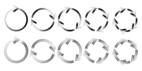 Circles arrows. Arrow circles from lines. Recycle icon. Vector illustration. Stock image.