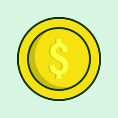 Obraz premium Gold coin cartoon vector illustration with dollar sign