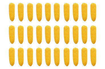 Old yellow corn on a white background