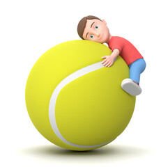 Love Tennis. 3D Cartoon Character Illustration