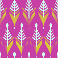 Fototapeta na wymiar Ikat seamless pattern as cloth, curtain, textile design, wallpaper, surface texture background. Vector EPS10