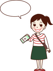 スマホで支払いをする若い女性。