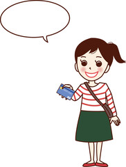 クレジットカードで支払いする若い女性。