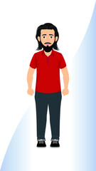 Vector illustration of man in casual clothes under the white background. Cartoon realistic people illustration. Flat young man. Front view man