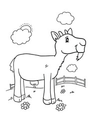 Farm Goat Coloring Book Page Vector Illustration