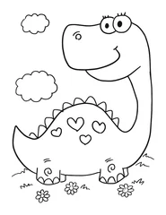 Fotobehang Cartoons Leuke dinosaurus kleurboek pagina vectorillustratie kunst