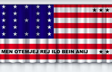 Flag of Bikini Atoll on silk curtain, stage performance event ceremony show illustration