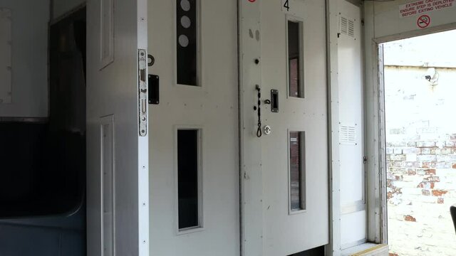 Prison transport van. I look inside a prison van.
