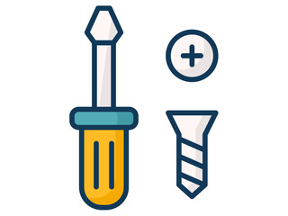 screwdriver screw single isolated icon with filled line style
