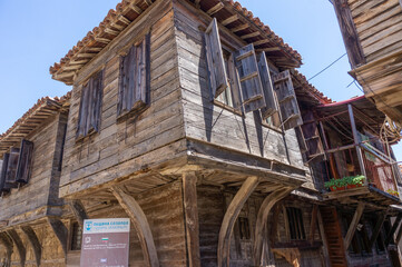 Old two-story wooden building. Sozopol. Bulgaria