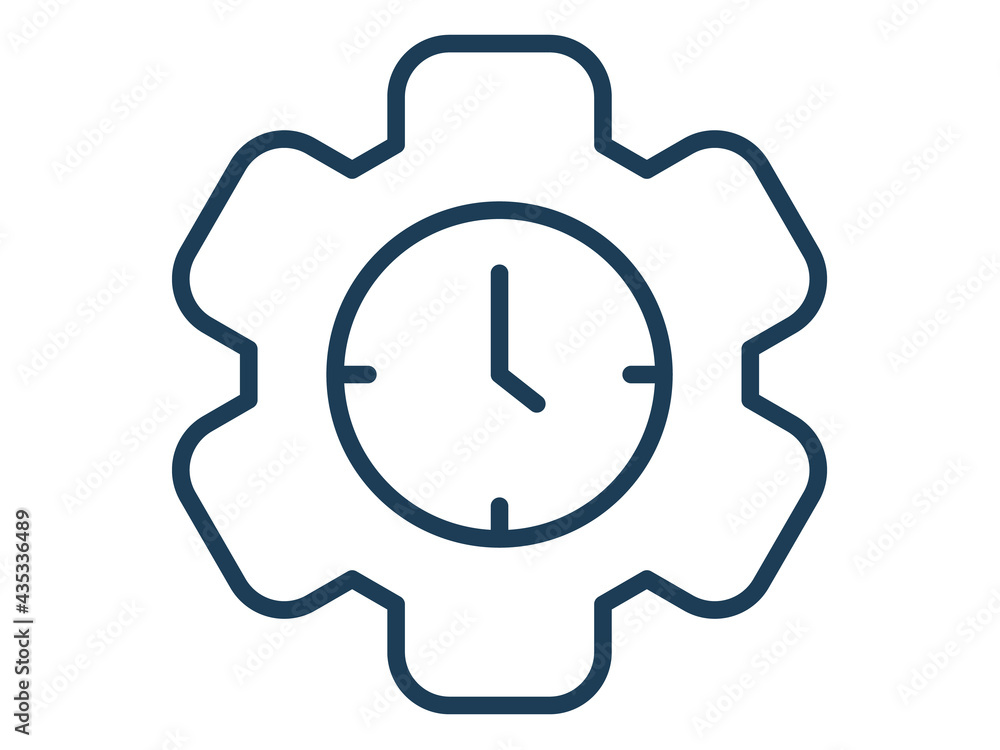 Poster productivity efficiency working time single icon white isolated background with outline style