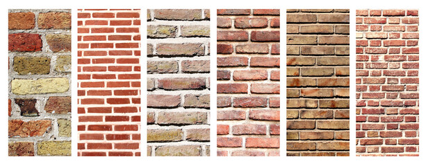 Set of vertical banners with textures of brick walls