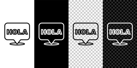Set line Hola icon isolated on black and white, transparent background. Vector