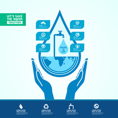 Save the water for green ecology world vector illustration.