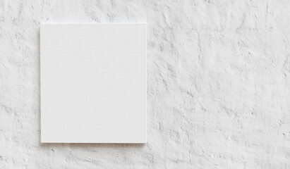 Artist canvas on rustic, grunge wall. Blank picture mockup. 3D render. 3D illustration.