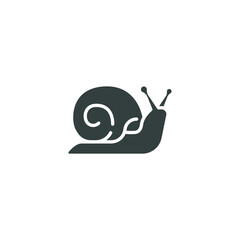 Fototapeta premium Snail icon, slug. Simple moving snail symbol shelled gastropod Animal, mollusk invertebrates logo pictogram. silhouette sign. solid style. Vector illustration. design on white background. EPS 10