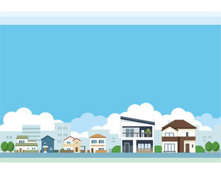 住宅街風景のイラスト素材
