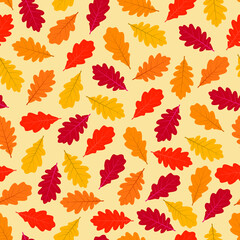 Fototapeta premium Stylish fashionable seamless vector floral ditsy pattern design of tropical oak leaves. Trendy autumn foliage repeating background suitable for fashion, interior, wrapping, packaging, textile industry