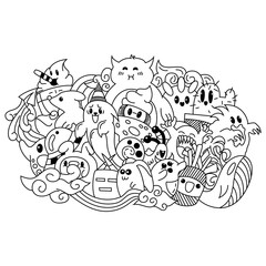 Hand drawn of cute monster doodle 
