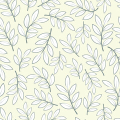 Trendy decorative vector seamless floral ditsy pattern of ornamental leaves and branches. Modern elegant repeating foliage background suitable for screen printing and textile industry