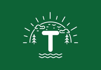 White green wild nature badge with T initial letter