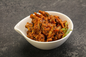 Canned anchovy in tomato sauce