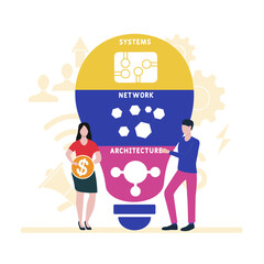 Flat design with people. SNA - Systems Network Architecture acronym. business concept background. Vector illustration for website banner, marketing materials, business presentation, online advertising