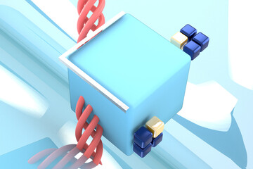 Abstract 3D Rendering of Cubes. Composition scene