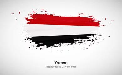 Foto op Plexiglas Creative happy independence day of Yemen country with grungy watercolor country flag background © Yagnik
