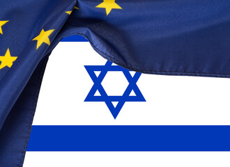 Flaggen von der Europäischen Union EU und Israel