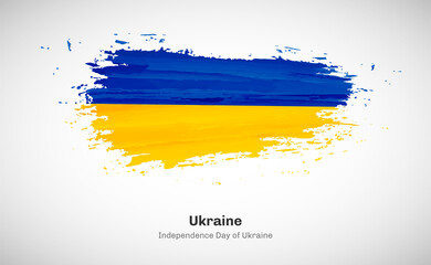 Creative happy independence day of Ukraine country with grungy watercolor country flag background