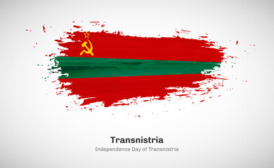 Creative happy independence day of Transnistria country with grungy watercolor country flag background