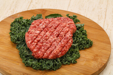 Raw beef burger cutlet for cooking