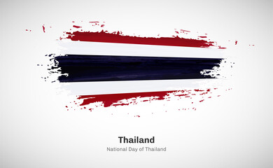 Creative happy national day of Thailand country with grungy watercolor country flag background