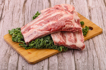 Raw pork ribs for cooking