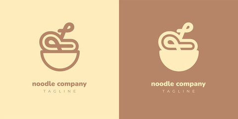 spaghetti icon in a plate. logo for a noodle company. abstract vector wok template. simple logo of a restaurant or cafe with a name that starts with the letter F or L