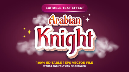 arabian knight games editable text style effect illustrator. vector design template