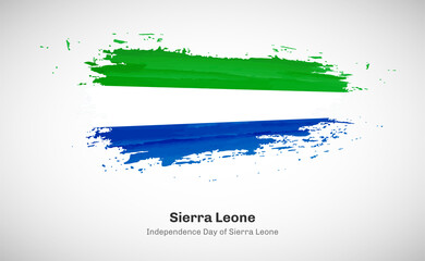 Creative happy independence day of Sierra Leone country with grungy watercolor country flag background