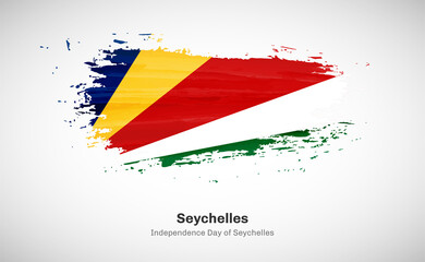 Creative happy independence day of Seychelles country with grungy watercolor country flag background
