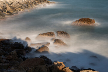 Long exposure photography of the beach stones