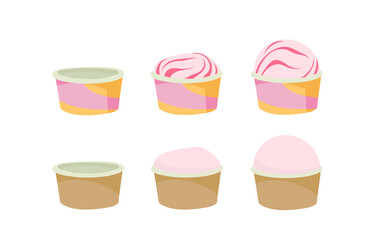 Ice cream in a cup. A paper container. Outline vector illustration.